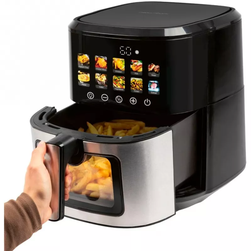 Frytkownica beztłuszczowa ProfiCook PC-FR 1286 H — 6,5 l, 1700 W, front ze stali nierdzewnej, czarna