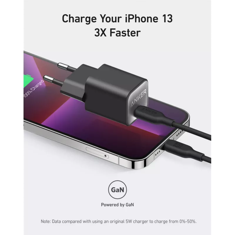 Ładowarka sieciowa Anker 511 Nano 3 — 30 W, 1× USB-C, 100–240 V, czarna