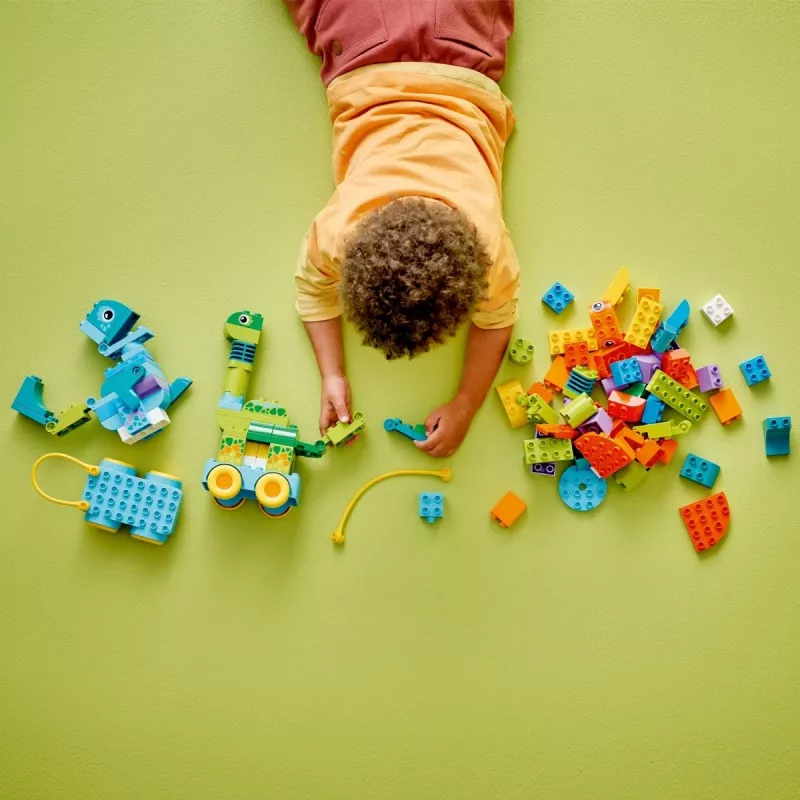 Zabawka konstrukcyjna LEGO DUPLO 10451 Dinozaury na kółkach zestaw 3-w-1, 108 elementów, wiek 3+, wysokość 220 mm