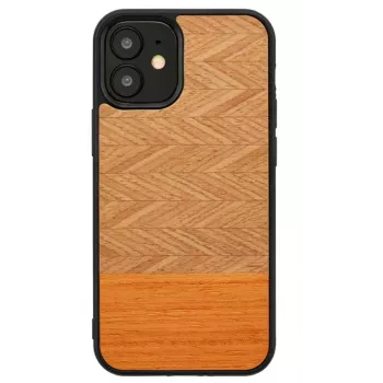 Etui na telefon Man and Wood do iPhone 12 mini, jodełka arancia czarne