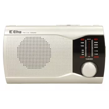 Przenośne radio Eltra EWA srebrny — odbiornik AM/FM, zasilany bateriami