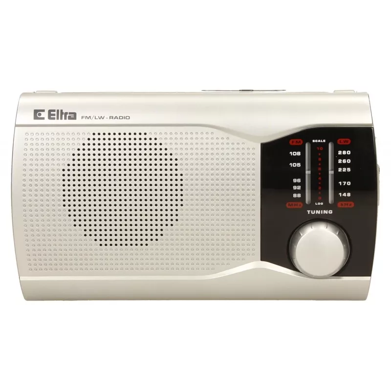 Przenośne radio Eltra EWA srebrny — odbiornik AM/FM, zasilany bateriami