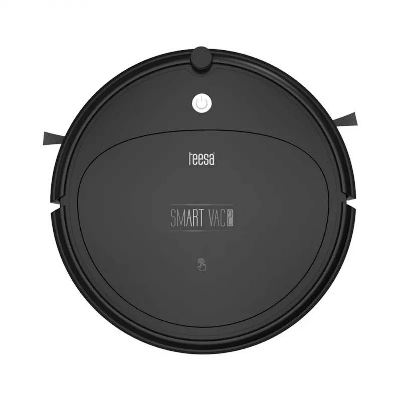 Robot odkurzający TEESA Smart VAC 2 — okrągły, czarny, siła ssania 1000 Pa, bateria litowa 9,6 V/2000 mAh, pojemnik na kurz 0,2 l, Wi‑Fi, automatyczny powrót