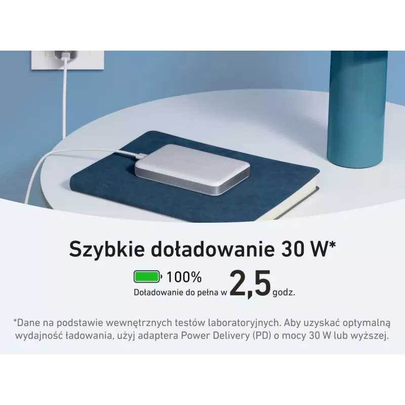 Anker MagGo Power Bank 10K Magnetyczna Bezprzewodowa Biała, Biały