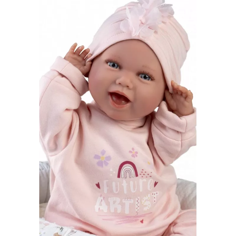 Lalka bobas Llorens Mimi Baby 42 cm — realistyczna twarz, śmieje się, miękki korpus