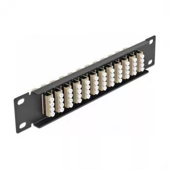 Patchpanel światłowodowy DeLOCK 10 cali 12 portów LC Quad beżowy 1U czarny