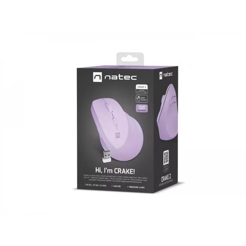 Mysz NATEC Crake 2 Uniwersalna Praworęczna RF Wireless + Bluetooth Optyczna 2400 DPI