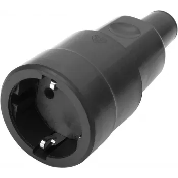 Power plug coupling Bachmann Vollgummikupplung CEE7/3 IP44 VDE with detachable strain relief, Czarny