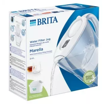 Dzbanek filtrujący wodę BRITA Marella z wkładem Maxtra Pro, zbiornik na wodę 2,4 l, biały, ergonomiczny uchwyt