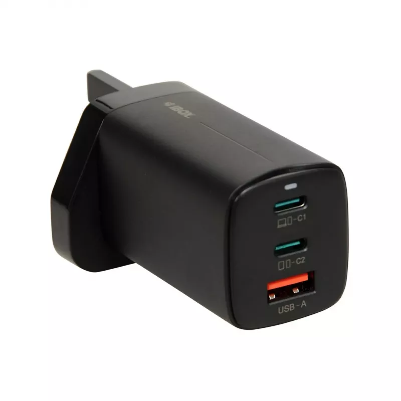 iBOX C-65 Czarny, uniwersalna ładowarka GaN 65W, wtyczka UK