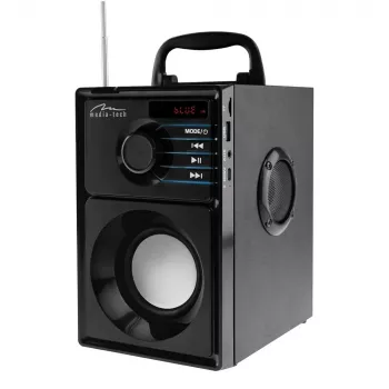 Głośnik bezprzewodowy MEDIA-TECH MT3179, 20W (RMS 15W), Bluetooth 5.1, FM, MicroSD, USB, AUX, Li-Ion, 6 h, obudowa drewniana