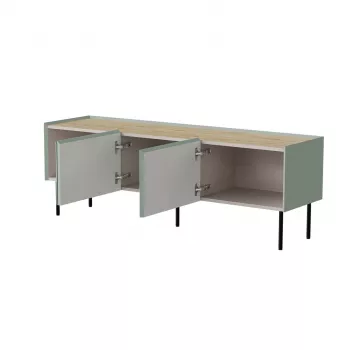 Cama FELLINI szafka TV 150x40x52 oliwkowy + blat z olejowanego dębu