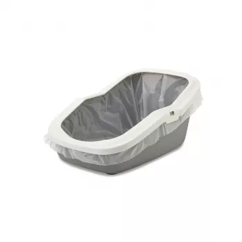 Kuweta otwarta Savic Aseo szaro-biała 560×390×275 mm dla kotów, plastik, 2 kg
