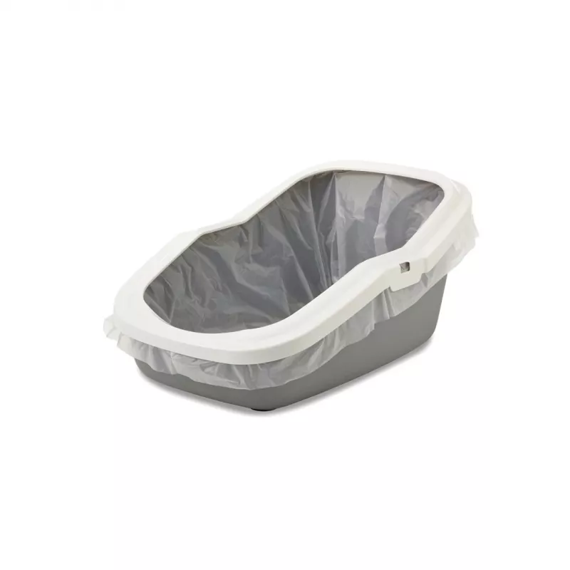 Kuweta otwarta Savic Aseo szaro-biała 560×390×275 mm dla kotów, plastik, 2 kg