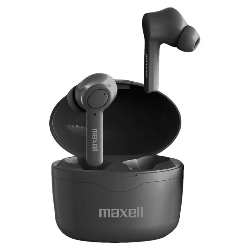 Maxell Bass 13 Sync Up bezprzewodowe słuchawki Bluetooth douszne z etui ładującym, czarne