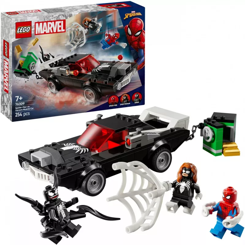 Zestaw konstrukcyjny LEGO Marvel Super Heroes Spider-Man vs. Venom Muscle Car 76309 — 254 elementy, 3 minifigurki, wiek 7+