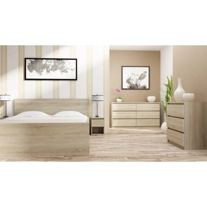Szafka nocna top e shop M2 SONOMA — stolik nocny z 2 szufladami, Dąb, 300×300×400 mm