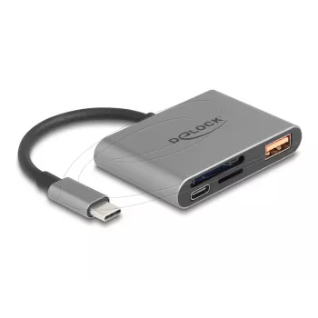 Czytnik kart Delock 91016 USB-C dla kart SD i microSD z portem USB-A i USB-C PD