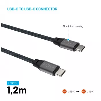 Kabel USB-C na USB-C magnetyczny pleciony FIXED FIXDBM-CC12-GR, USB 2.0, 1,2 m, szary