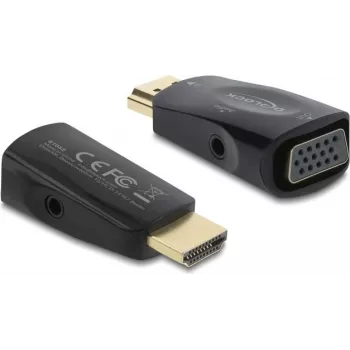 Adapter DELOCK HDMI na VGA z audio 3,5 mm i kablem zasilającym USB — model 61082