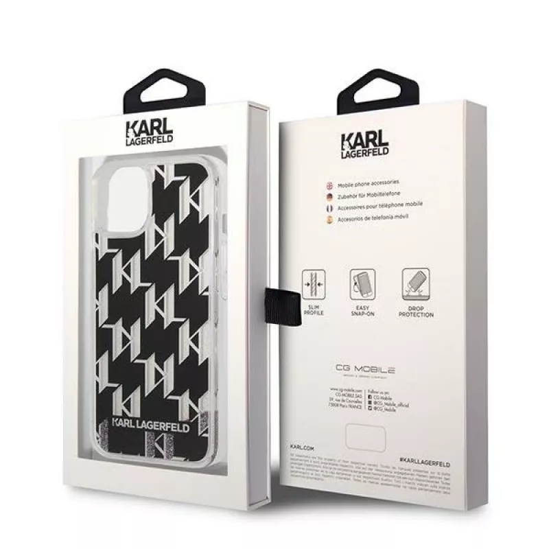 Karl Lagerfeld KLHCP14MLMNMK iPhone 14 Plus 6.7 hardcase czarny / czarny Liquid Glitter Monogram