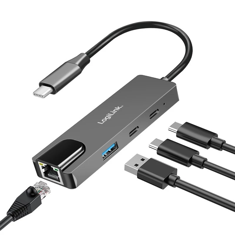 Hub USB 3.2 Gen1, 3-portowy z 2.5G Ethernet