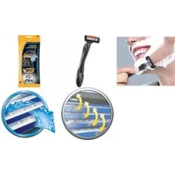 Jednorazowa maszynka do golenia BIC FLEX z 4-ostrzową głowicą, golarka jednorazowa, model 8896951