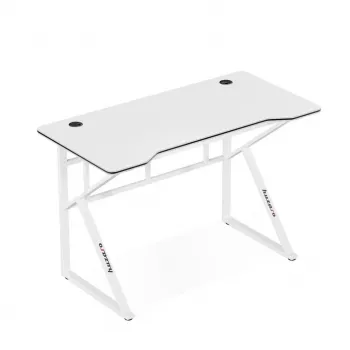 Biurko gamingowe huzaro Hero 1.6 biały — prosty blat MDF/węglowy 1200×600 mm, metalowa rama, wysokość 750 mm