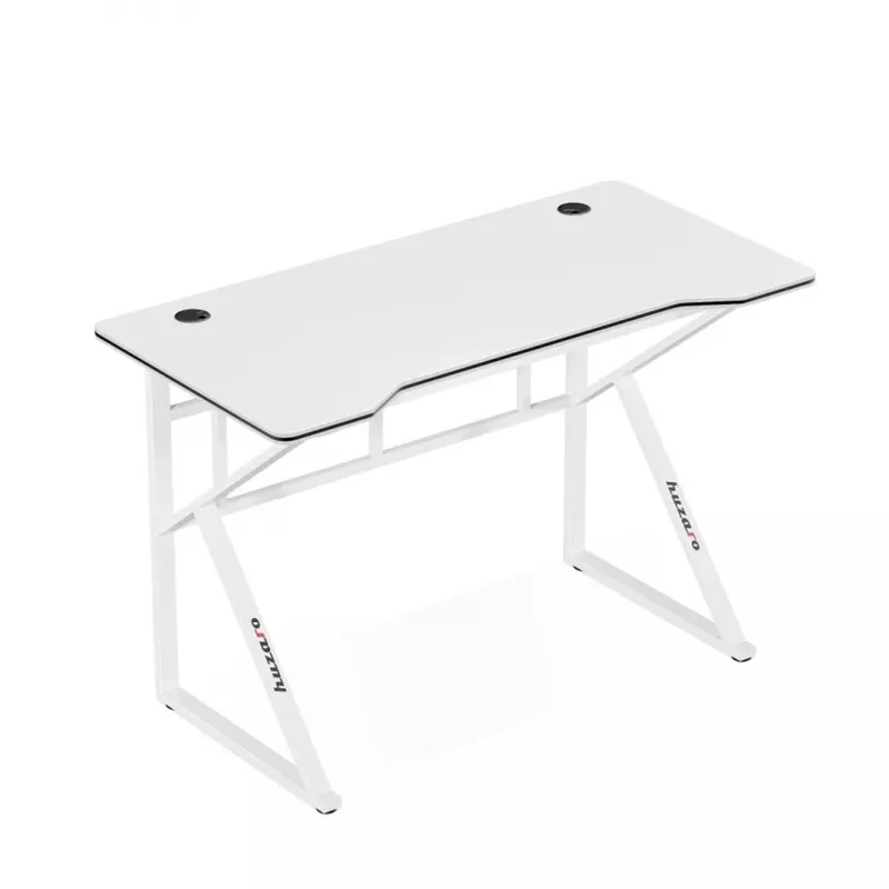 Biurko gamingowe huzaro Hero 1.6 biały — prosty blat MDF/węglowy 1200×600 mm, metalowa rama, wysokość 750 mm