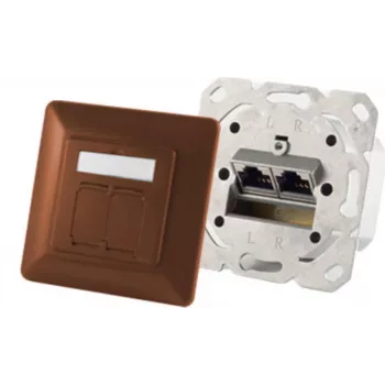 Gniazdo 2 x RJ-45 ShiverPeaks 74280-BR — Cat6a, 500 MHz, brązowa metalowa obudowa