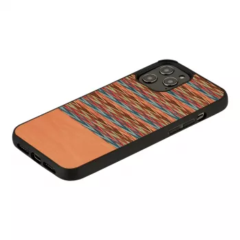 Etui ochronne Man and Wood na iPhone 12 / 12 Pro — brązowa krata z czarną obwódką