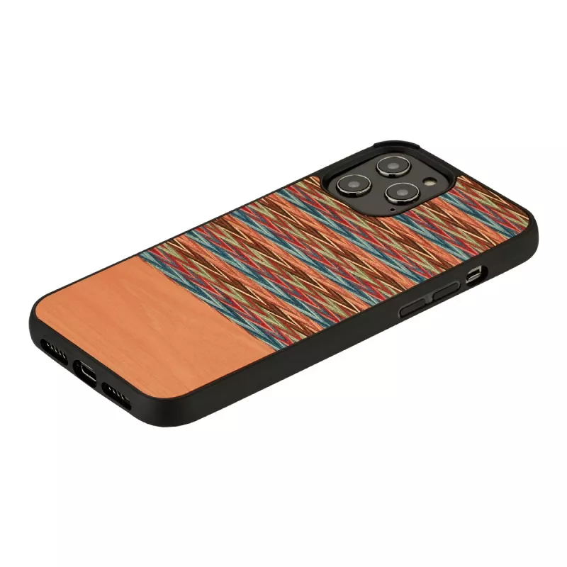 Etui ochronne Man and Wood na iPhone 12 / 12 Pro — brązowa krata z czarną obwódką