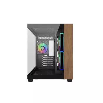 Obudowa PC Cooler Master Elite 481 Wood — dwukomorowa mATX z naturalnym drewnem i podwójnymi panelami ze szkła hartowanego