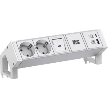 Bachmann DESK2 ALU Biały 937.4042xCEE7/3 1x przełącznik 1xUSB A/C 22W 0 2m