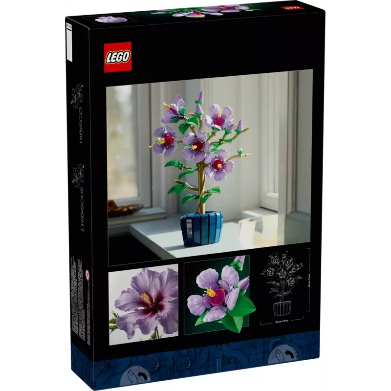 LEGO zestaw botaniczny Kwiat hibiskusa 10372 – 660 elementów, model ekspozycyjny, 250×360×130 mm
