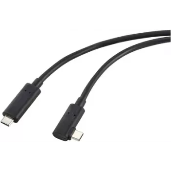 Renkforce Światłowodowy kabel wyświetlający USB-C® USB 3.2 Gen2 Wtyk USB-C® jednostronnie kątowy 10,00 m Czarny RF-5625884 (RF-5625884)