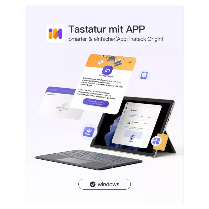 inateck klawiatura Surface gray, Sureface GO 1-4 Com. QWERTZ