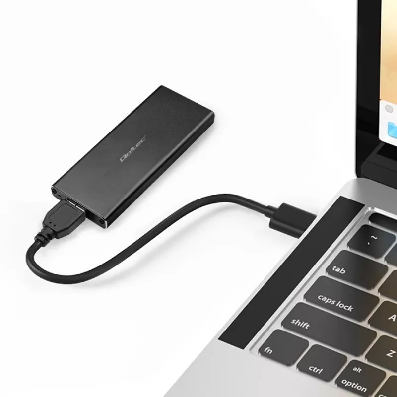 Obudowa zewnętrzna dla dysku SSD M.2 SATA QOLTEC 51854 USB 3.0 bez narzędzi