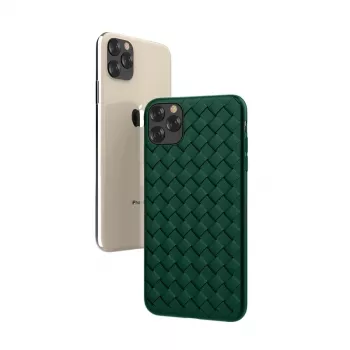 Ochronne miękkie etui Devia do iPhone 11 Pro Max z wzorem plecionki, zielone