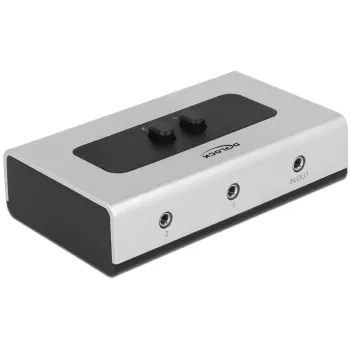przełącznik audio jack 3,5 mm 2 porty ręczny dwukierunkowy, przełącznik szaro-czarny