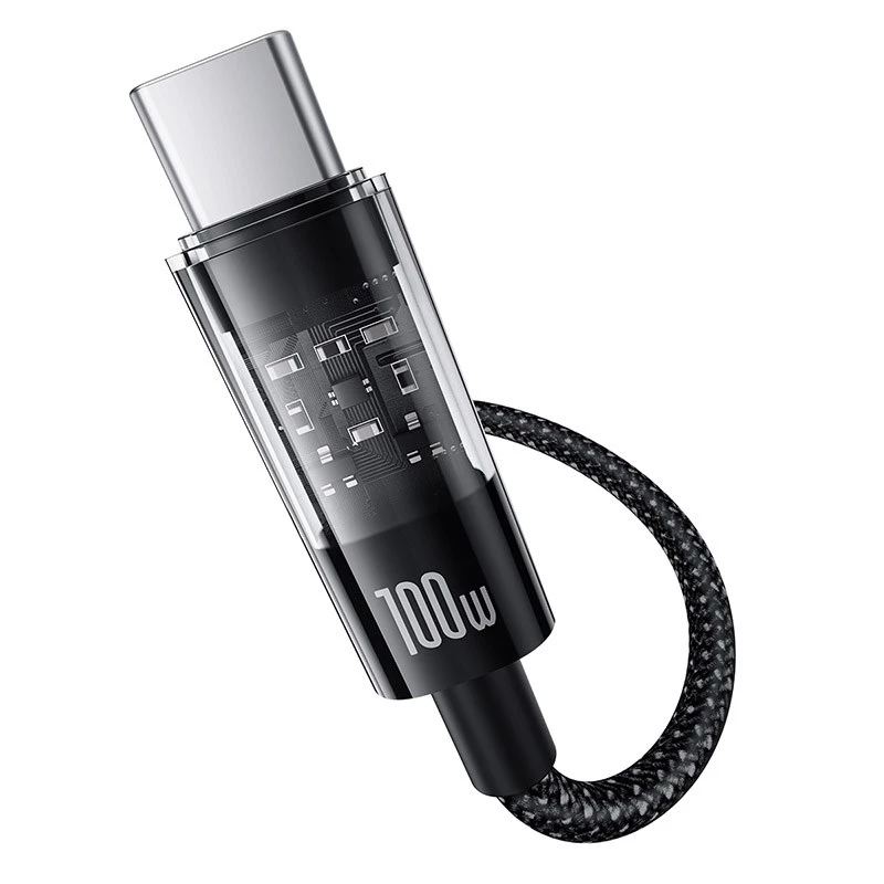 Kabel USB A do USB C Baseus Gem 1m 100W szybkie ładowanie, nylonowy oplot, czarny