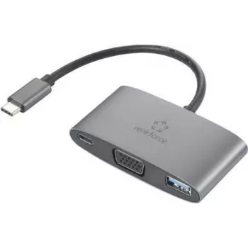 Renkforce USB-C®, adapter VGA [1x wtyk USB-C® - 1x gniazdo USB-C® (Power Delivery), gniazdo VGA, gniazdo USB 3.2 Gen 1 A (USB 3.0)] RF-HUB-151 (RF-4754992)