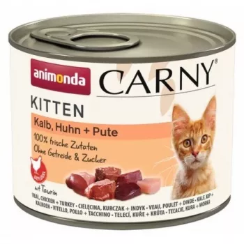 Mokra karma dla kota animonda Carny Kitten — cielęcina, kurczak i indyk, 200 g