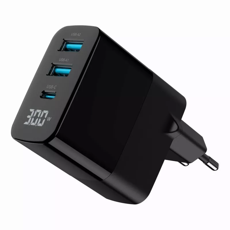Gembird TA-UC-PDQC30LCD-BK-02 ładowarka do urządzeń mobilnych Uniwersalna Czarna AC Szybkie ładowanie Wewnętrzna