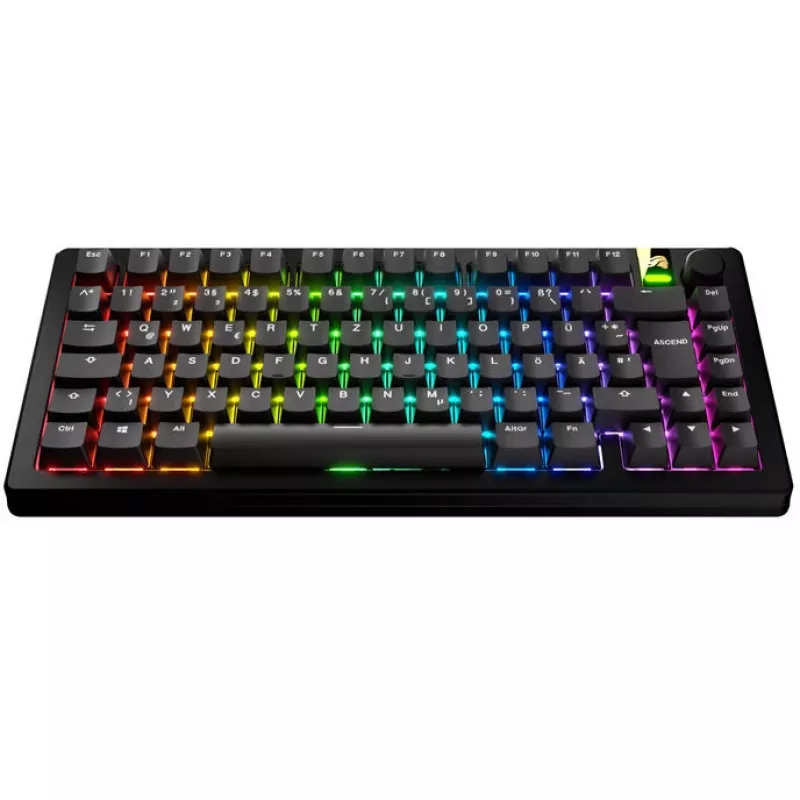 Keycaps GLORIOUS GPBT Basics — zestaw nasadek PBT, układ DE ISO, czarny