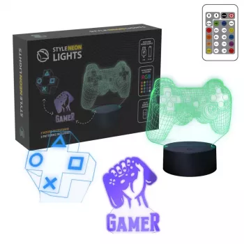 Lampa stołowa LED MANTA SNL122RGB RGB dekoracja świetlna 3D, zmieniająca kolory RGB, zasilana przez USB