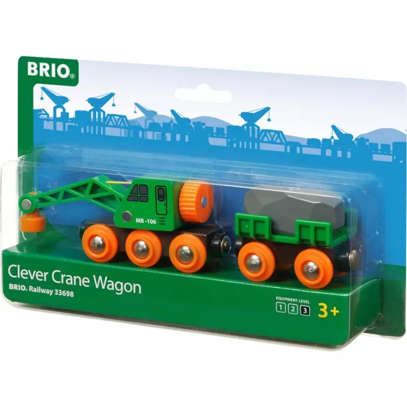 Wagon BRIO Clever Crane Wagon Lift and Load Czarny zielony
