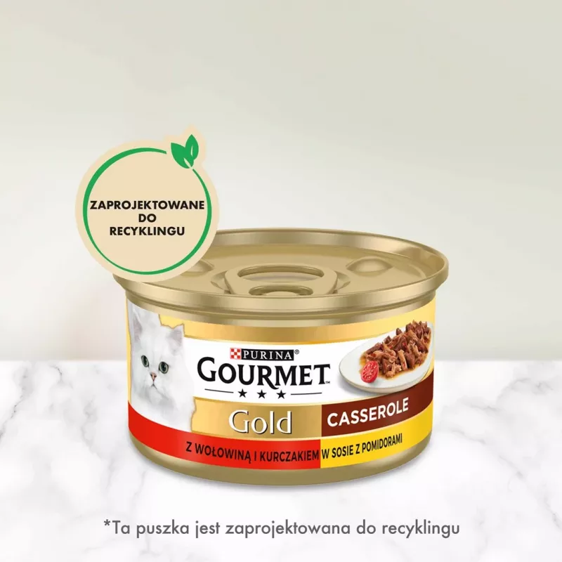 Mokra karma dla kota Gourmet (Purina) Gold 85 g — dorosły, wołowina i kurczak