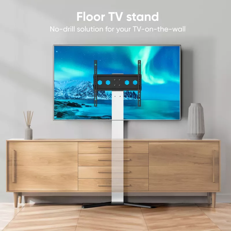 Uchwyt/stojak TV ONKRON TS1140-W do ekranów 66–165,1 cm (26–65 cali), 35 kg, VESA 100x100–400x400, wysokość 880–1100 mm, biały