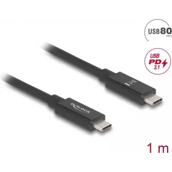 Kabel USB DeLOCK 81211 1 m USB C Czarny 80 Gbit/s